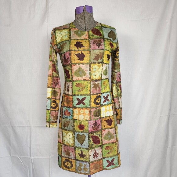 TODD OLDHAM Times Seven VINTAGE Y2K 90s Pressed Flowers Dress Size M - Picture 1 of 7